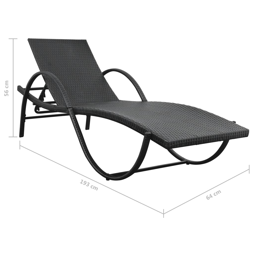 Sunlounger Set of 5 Black and cream white