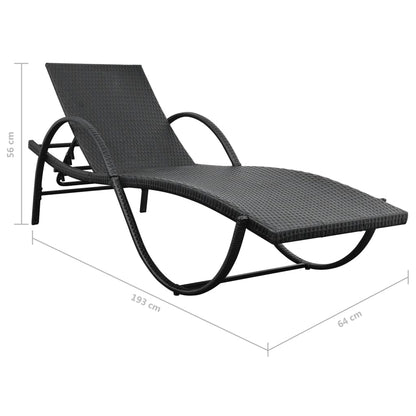 Sunlounger Set of 5 Black and cream white