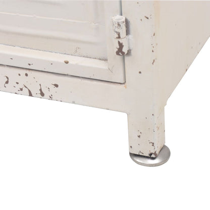 TV Stand White and Brown Galvanized Steel and Solid Fir Wood Small