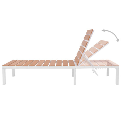 Sun Loungers 2 pcs with Table Aluminum and WPC White and Brown