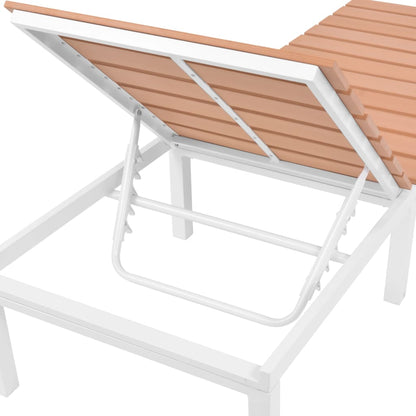 Sun Loungers 2 pcs with Table Aluminum and WPC White and Brown