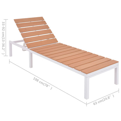 Sun Loungers 2 pcs with Table Aluminum and WPC White and Brown