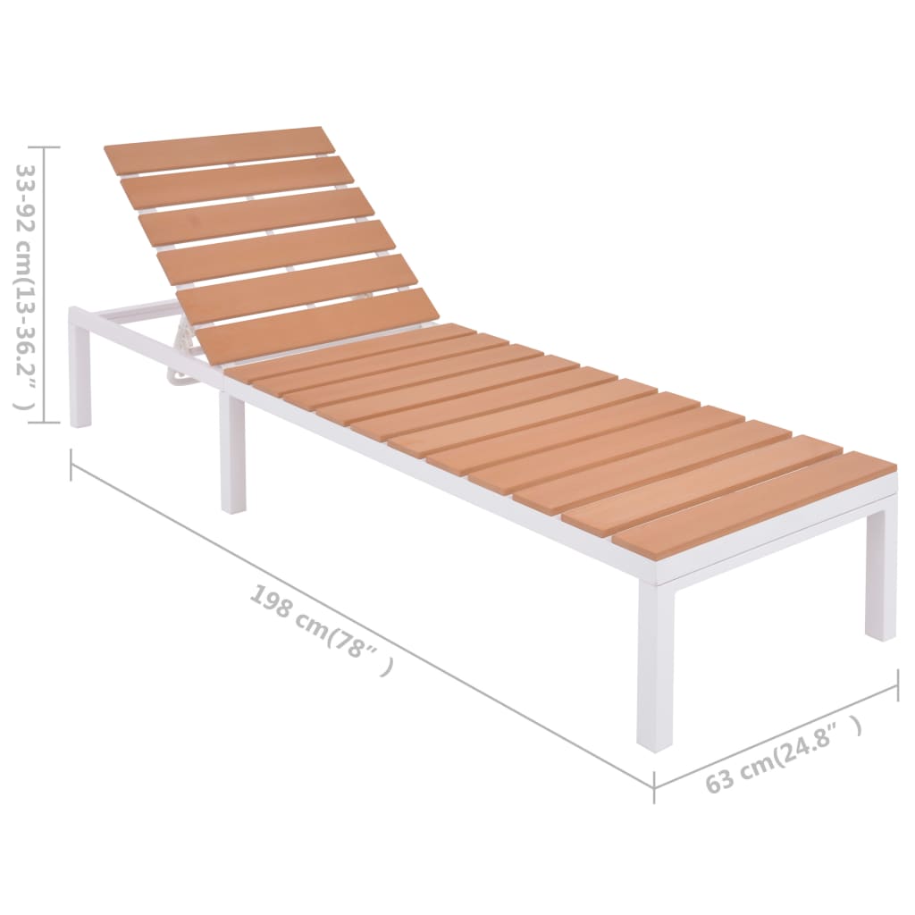 Sun Loungers 2 pcs with Table Aluminum and WPC White and Brown