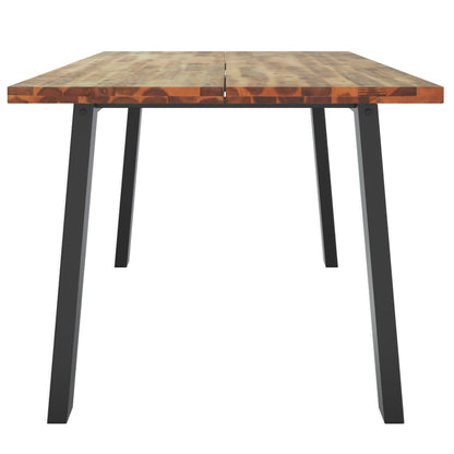 Dining Table Brown and black Solid Acacia wood 67 x 35 in