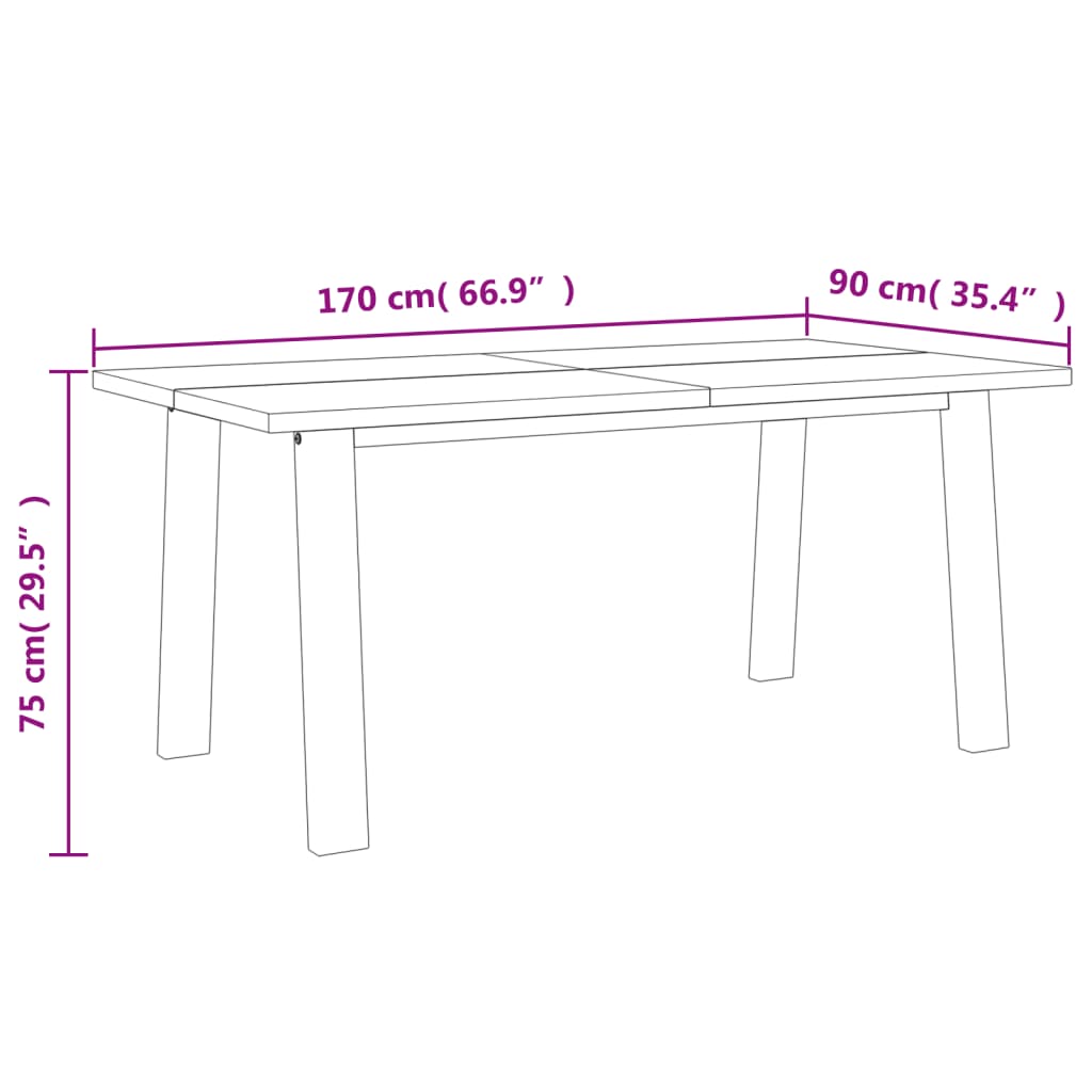Dining Table Brown and black Solid Acacia wood 67 x 35 in