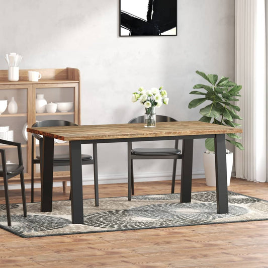 Dining Table Brown and black Solid Acacia wood 67 x 35 in