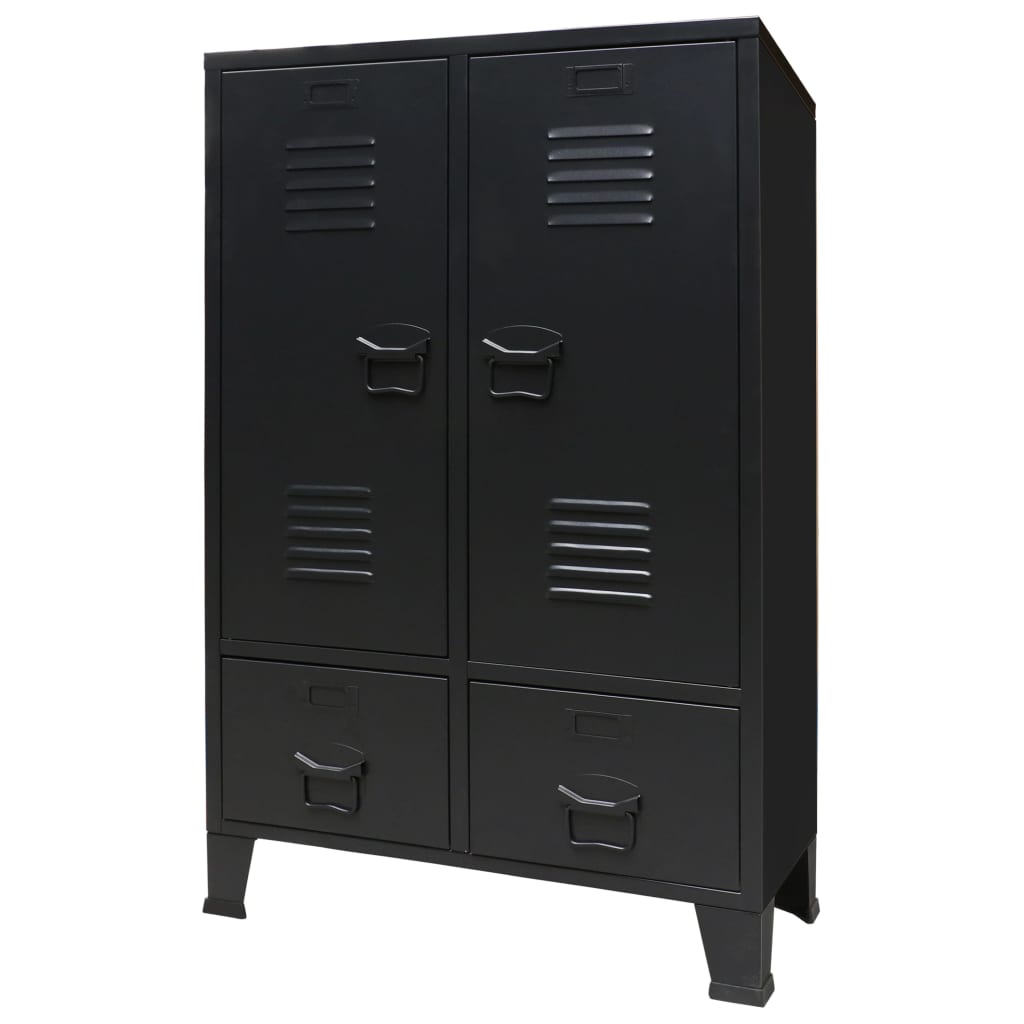 Wardrobe Black Sheet Metal Medium Adjustable Shelves