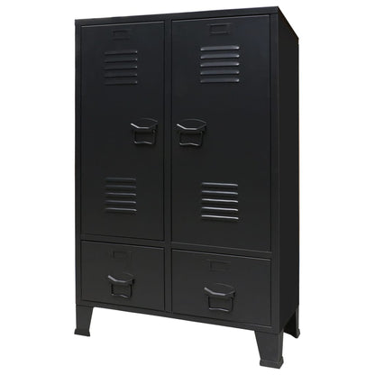 Wardrobe Black Sheet Metal Medium Adjustable Shelves