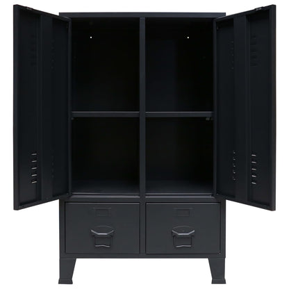 Wardrobe Black Sheet Metal Medium Adjustable Shelves