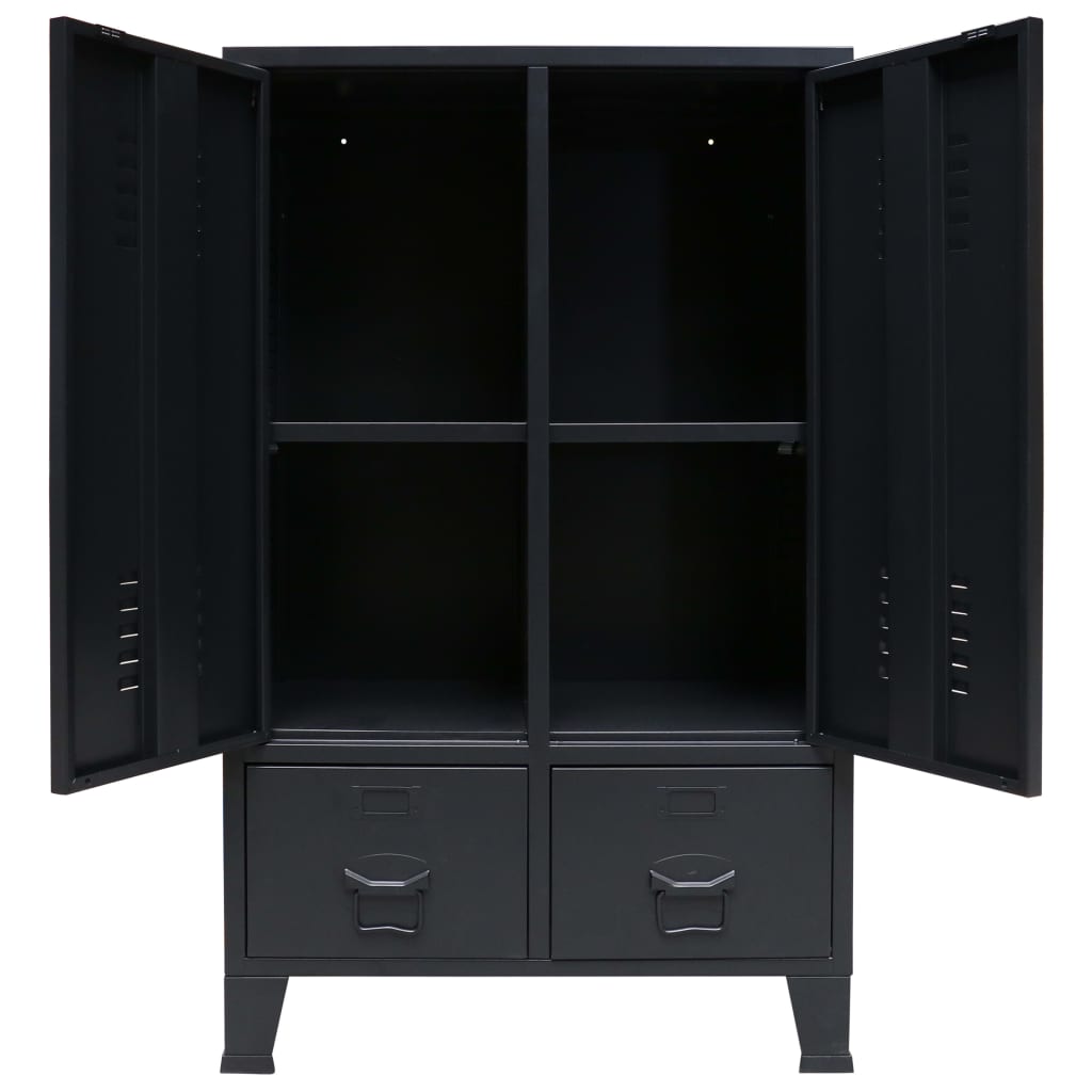 Wardrobe Black Sheet Metal Medium Adjustable Shelves