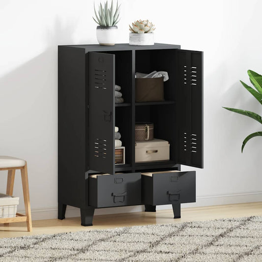 Wardrobe Black Sheet Metal Medium Adjustable Shelves