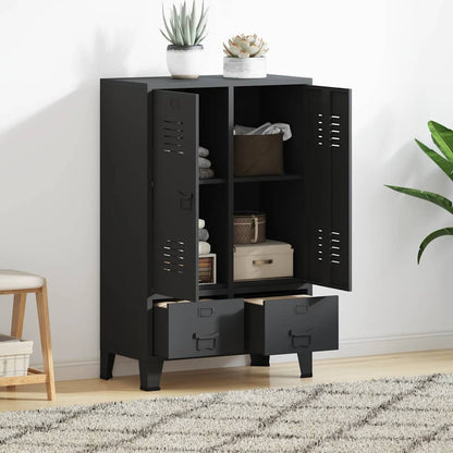 Wardrobe Black Sheet Metal Medium Adjustable Shelves