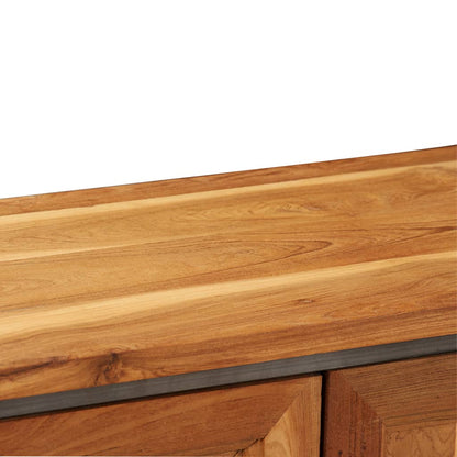 Sideboard Brown and Grey Recycled Teak and Steel Medium Sideboard