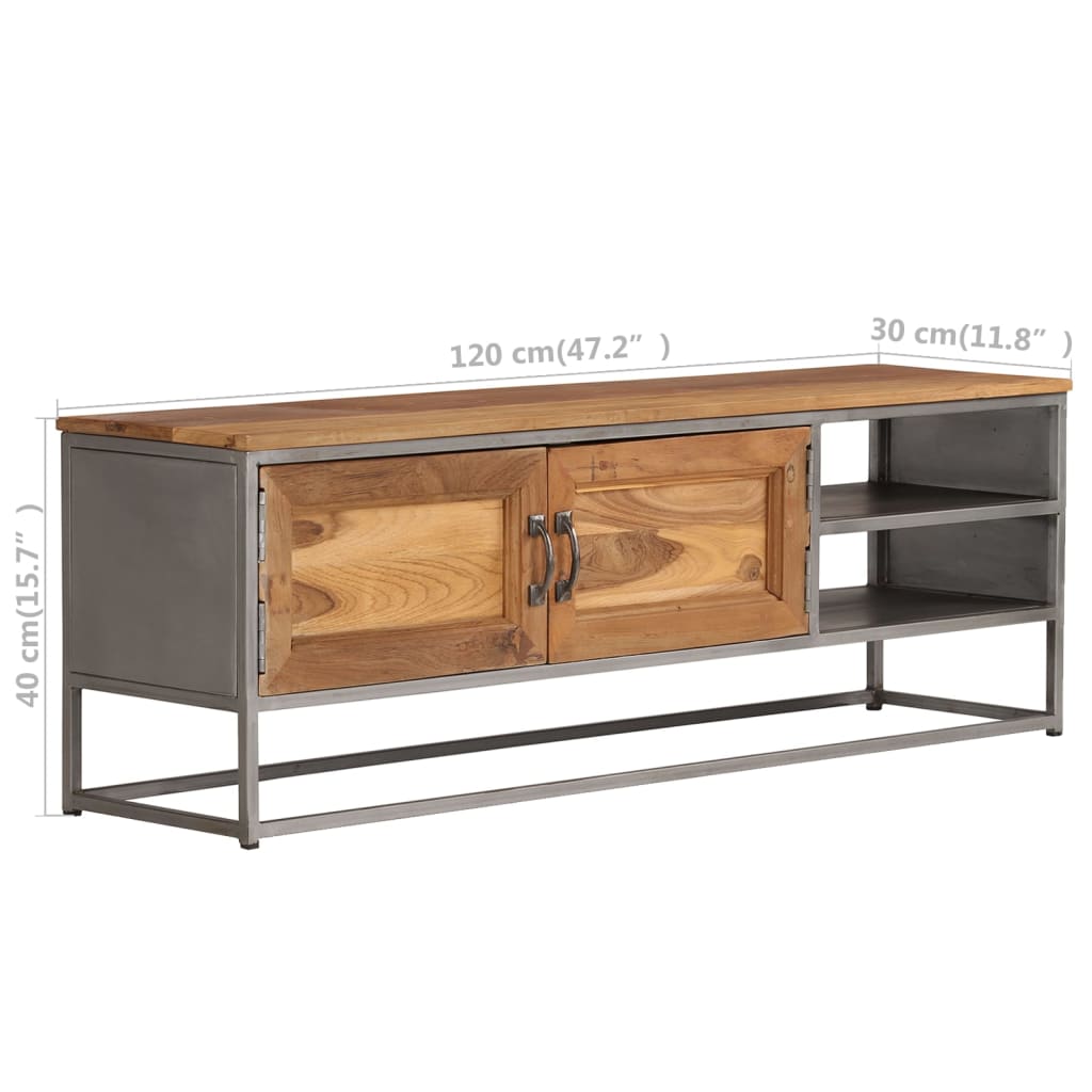 TV Cabinet Recycled Teak Recycled Teak and Steel Medium