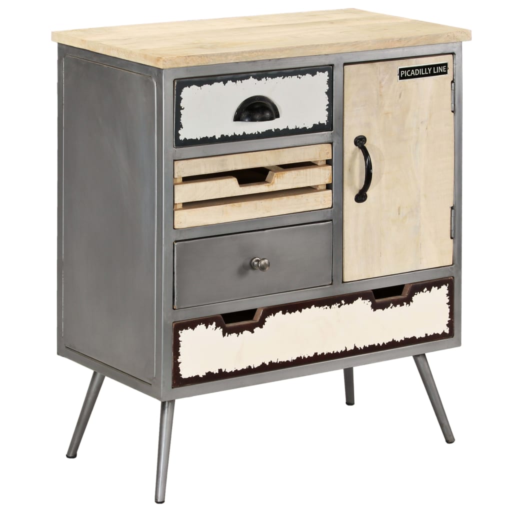Sideboard Natural Mango Wood With Steel Accents