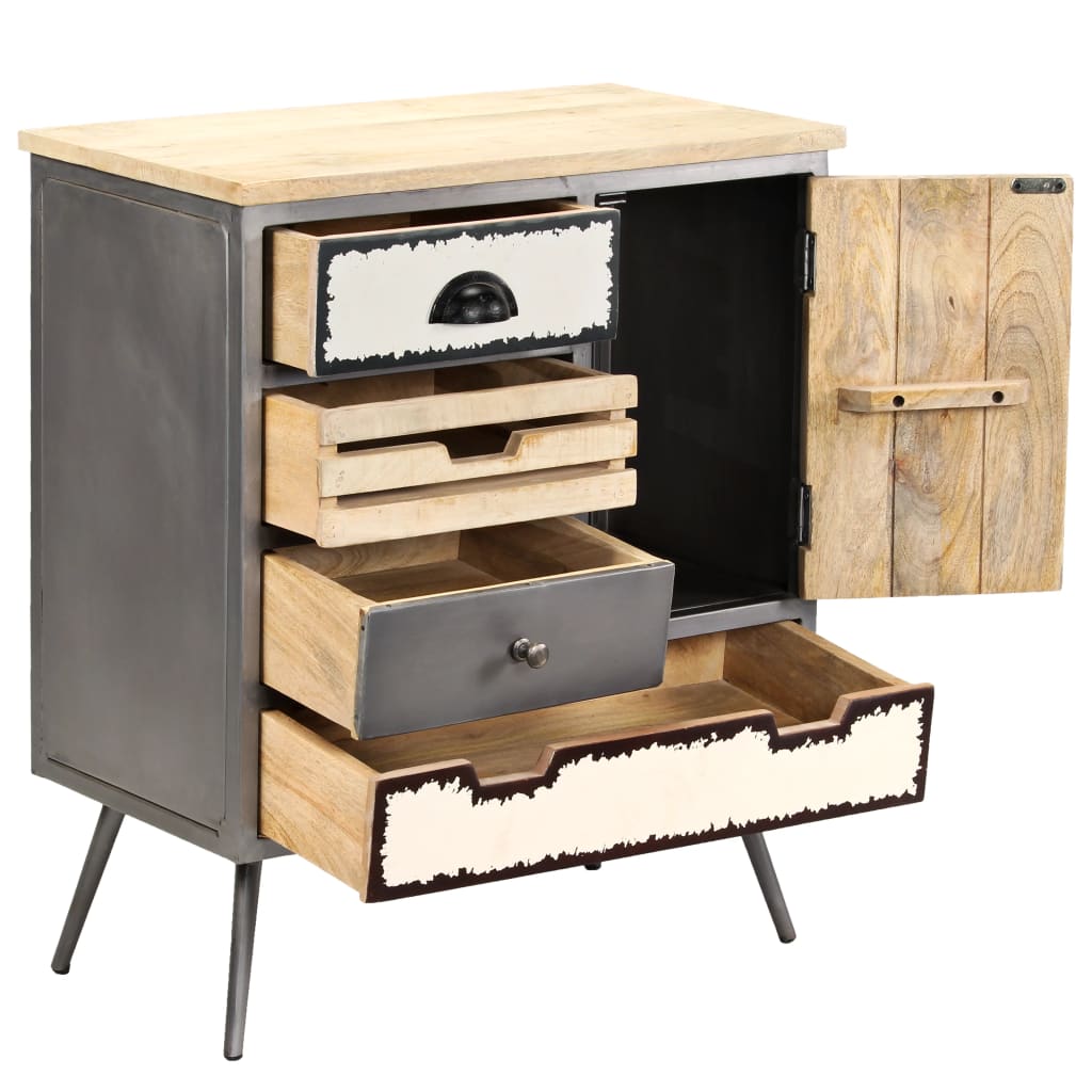 Sideboard Natural Mango Wood With Steel Accents
