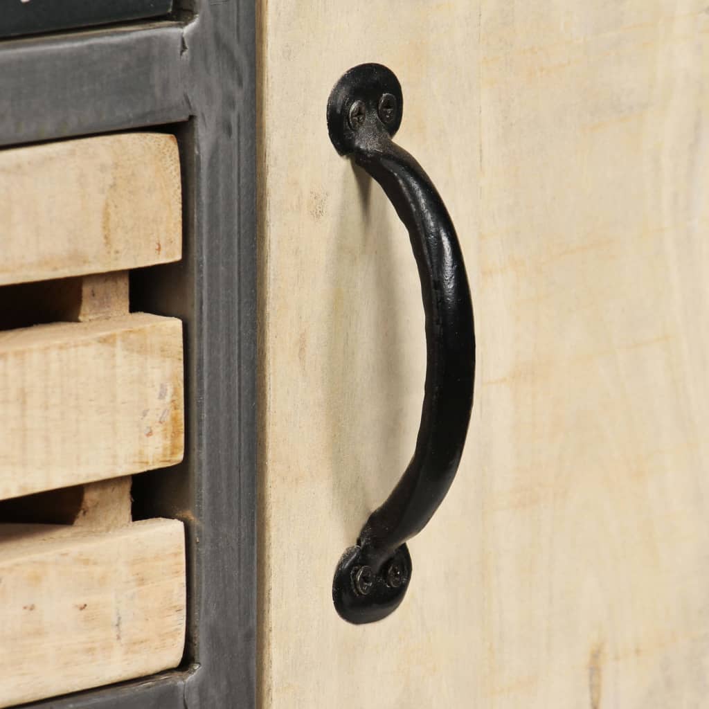 Sideboard Natural Mango Wood With Steel Accents