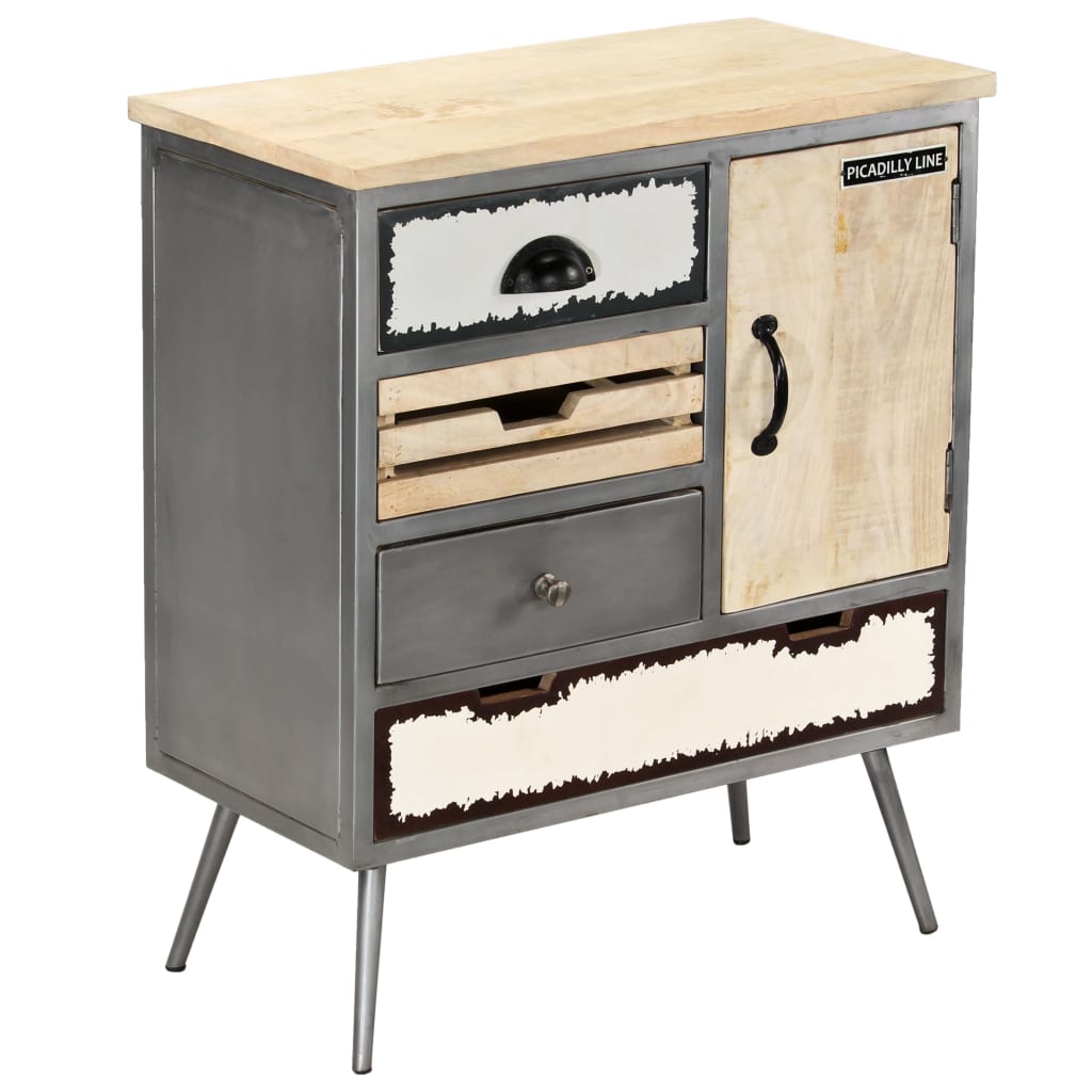 Sideboard Natural Mango Wood With Steel Accents