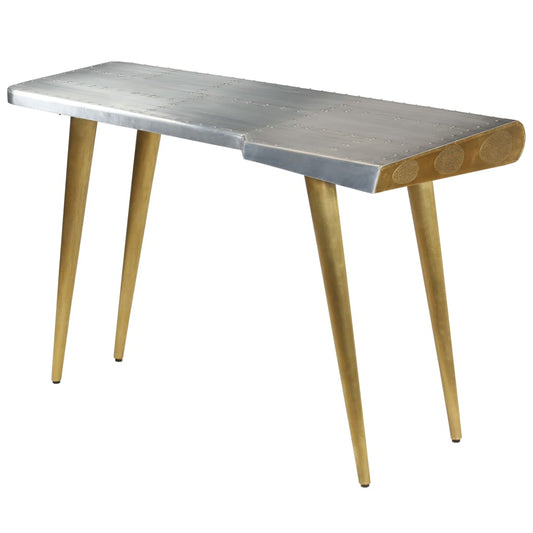 Writing Desk Silver, Brass Mango Wood, Aluminum, Steel