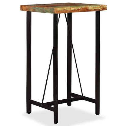 Bar Set Brown and Black Solid Reclaimed Wood Industrial Durable