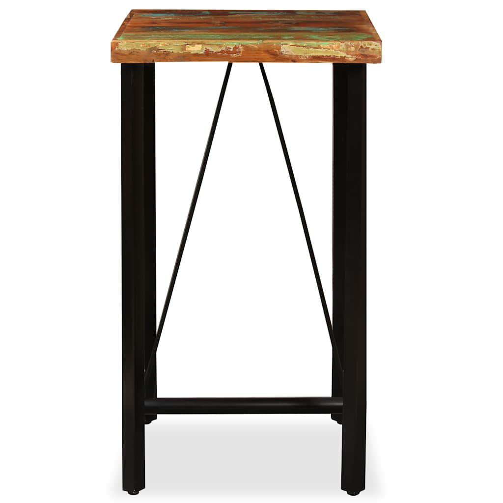 Bar Set Brown and Black Solid Reclaimed Wood Industrial Durable