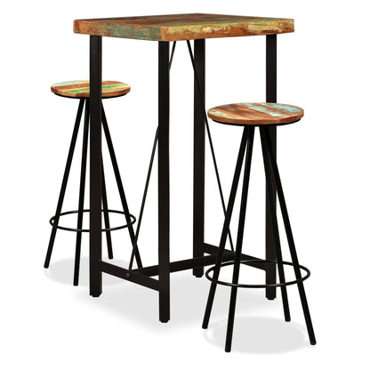 Bar Set Varied natural wood shades from reclaimed wood