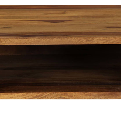 Writing Desk Brown and White Solid Acacia Wood