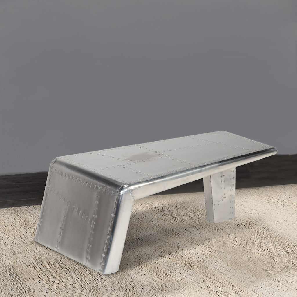 Coffee Table Silver Aluminum Industrial Coffee Table