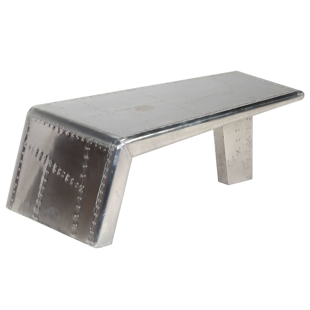 Coffee Table Silver Aluminum Industrial Coffee Table