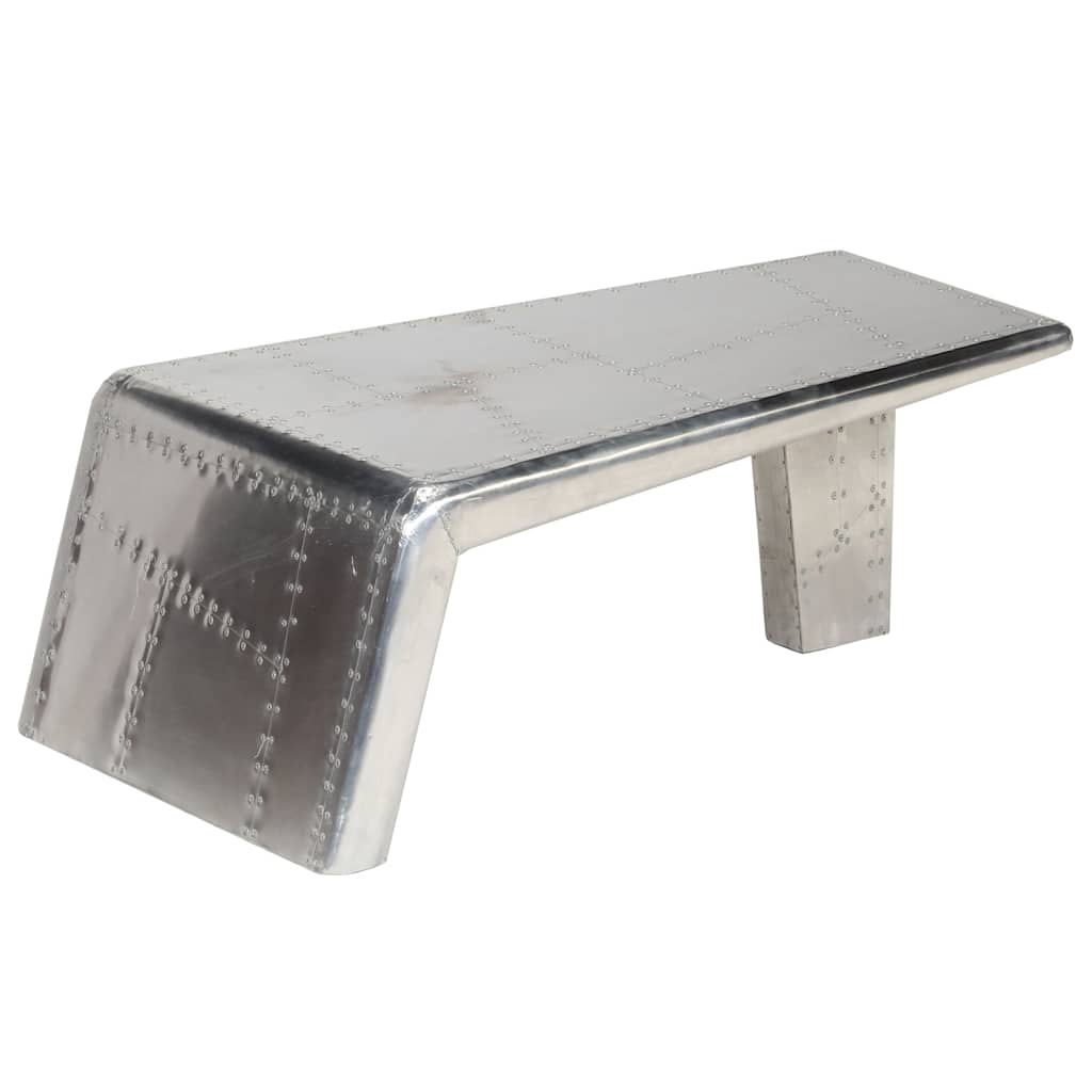 Coffee Table Silver Aluminum Industrial Coffee Table