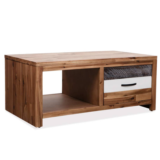 Coffee Table Brown, Black, White Solid acacia wood, MDF