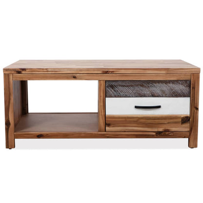 Coffee Table Brown, Black, White Solid acacia wood, MDF