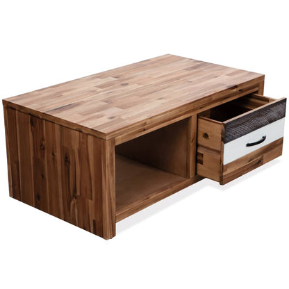 Coffee Table Brown, Black, White Solid acacia wood, MDF