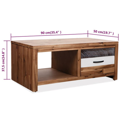 Coffee Table Brown, Black, White Solid acacia wood, MDF