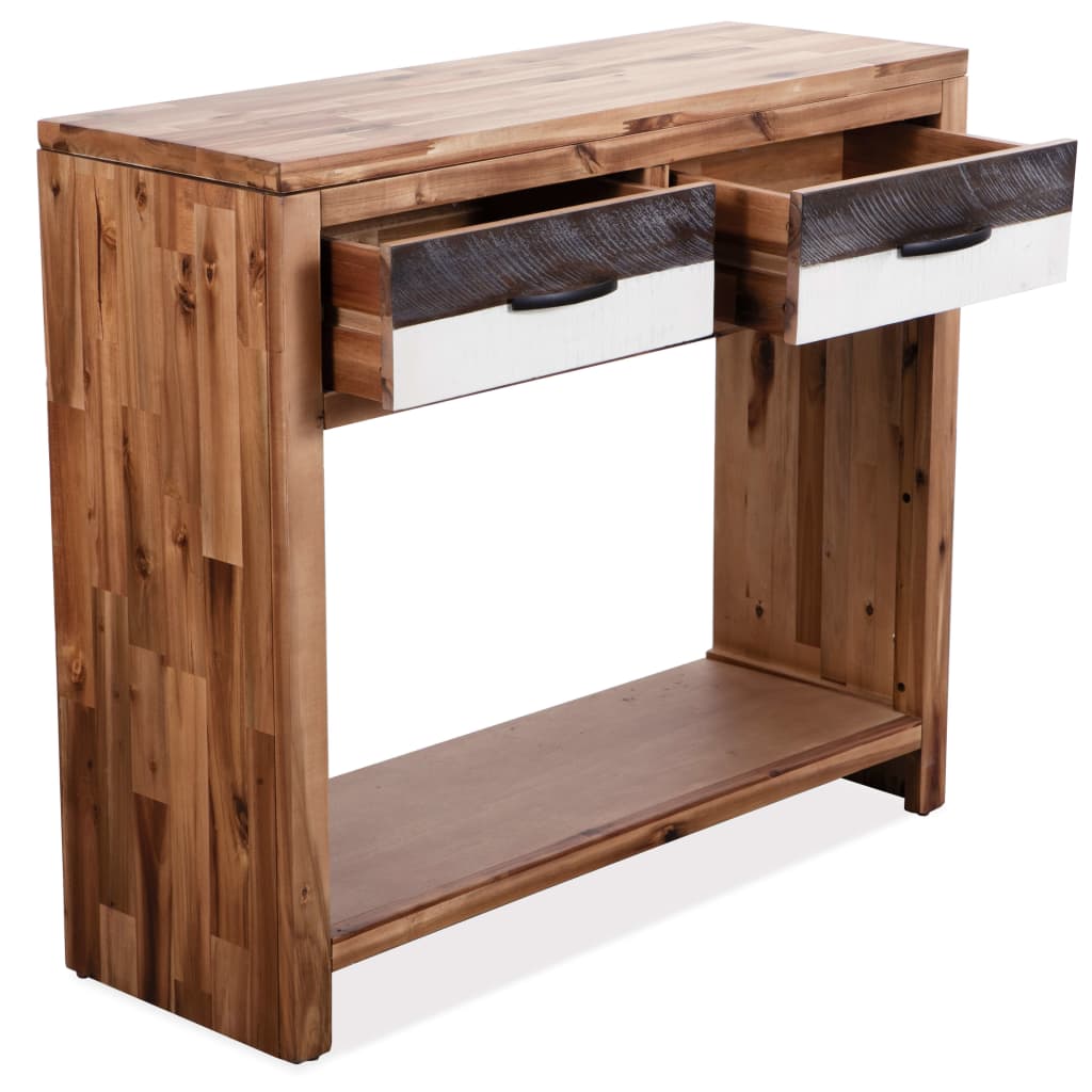 Console Table Natural Wood Solid Acacia Wood Medium Console Table