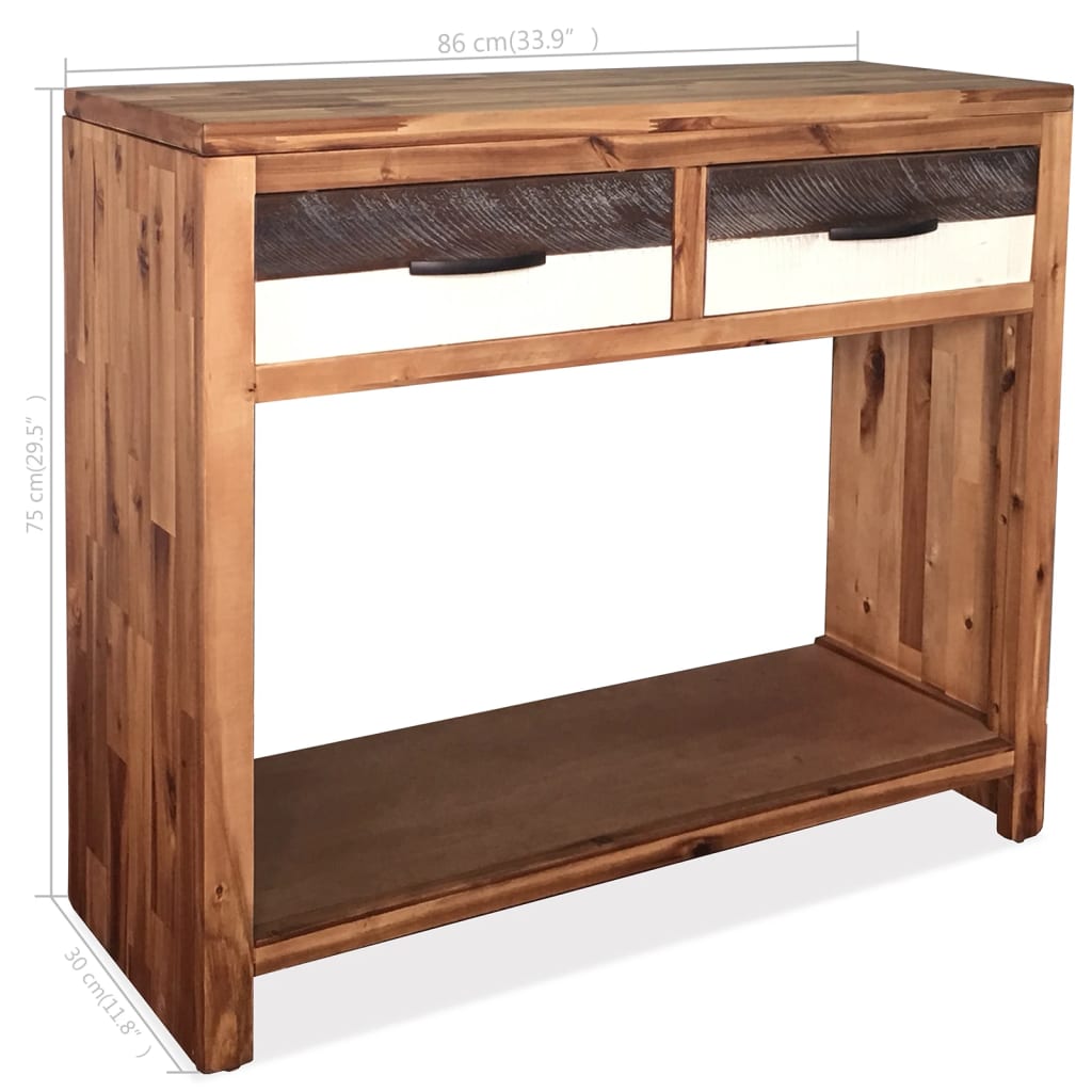Console Table Natural Wood Solid Acacia Wood Medium Console Table