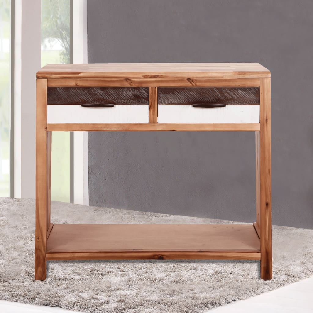 Console Table Natural Wood Solid Acacia Wood Medium Console Table
