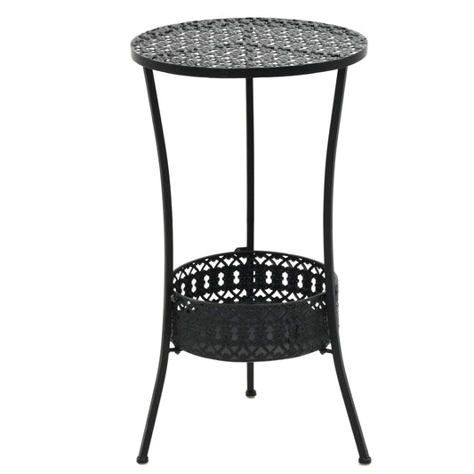 Table Black Metal Small Bistro Table Round Vintage
