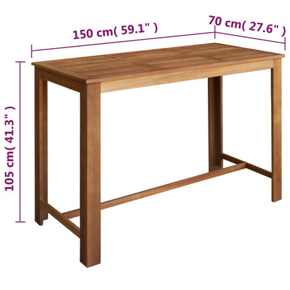 Bar Table And Stool Brown Solid acacia wood Large Footrest