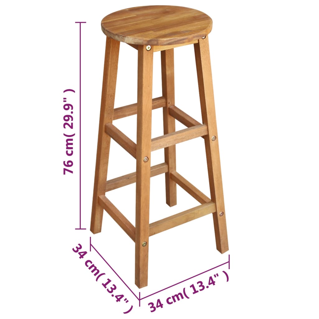 Bar Table And Stool Brown Solid acacia wood Large Footrest