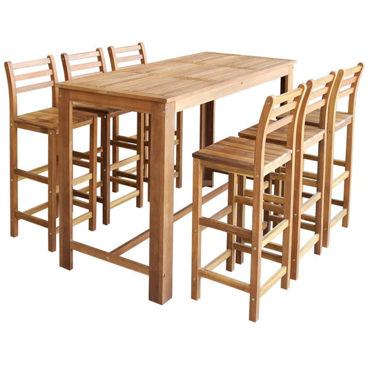Bar Table and Chair Brown Solid acacia wood with oil finish Durable