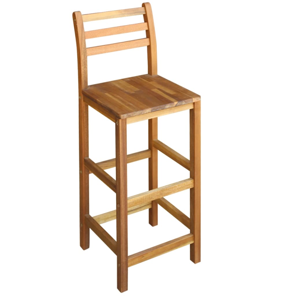 Bar Table and Chair Brown Solid acacia wood with oil finish Durable