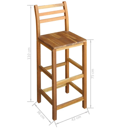 Bar Table and Chair Brown Solid acacia wood with oil finish Durable