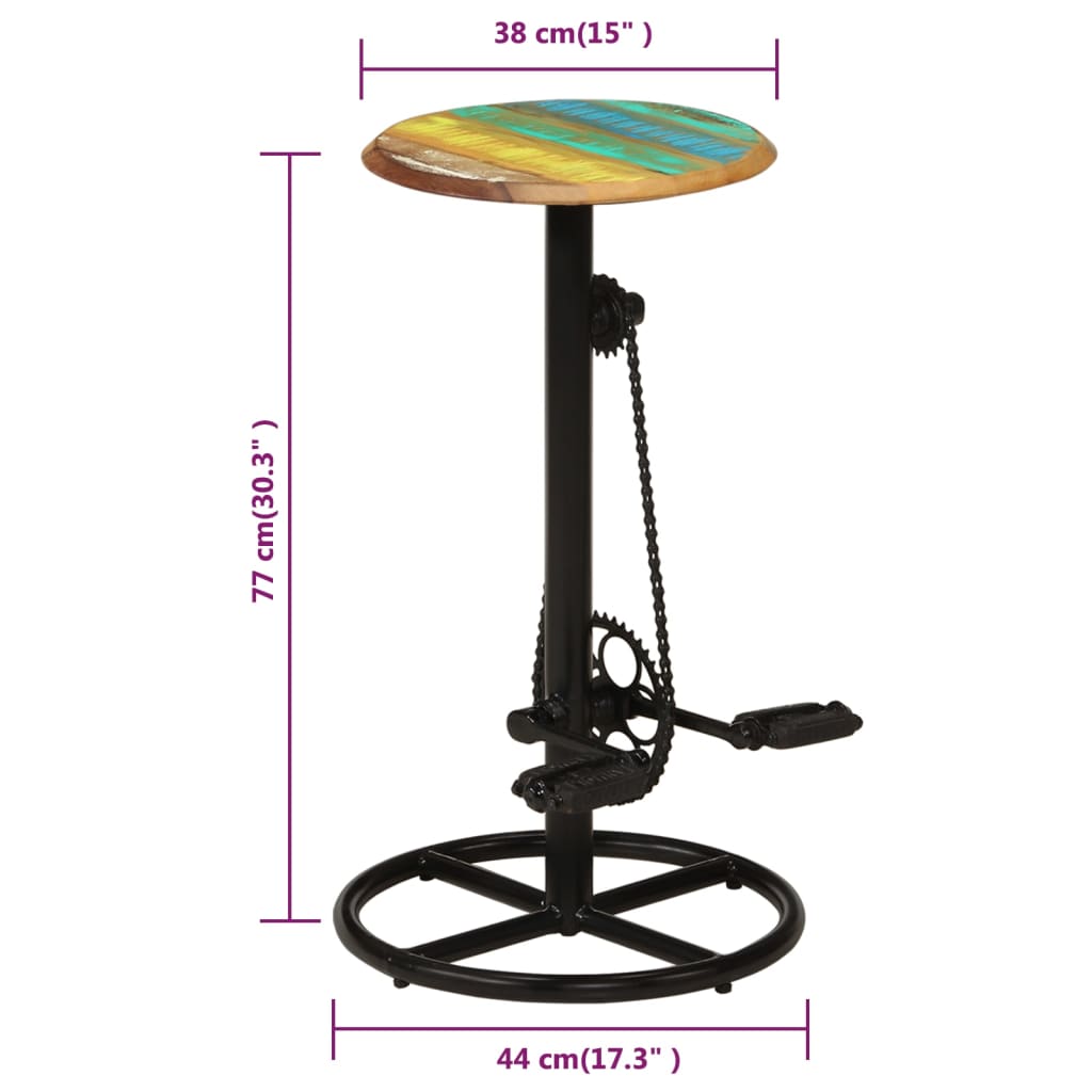 Bar Chair Set of 2 Multicolor top with black steel frame