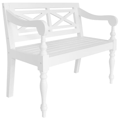 Bench White Solid Mahogany Wood Medium Decorative Inlays