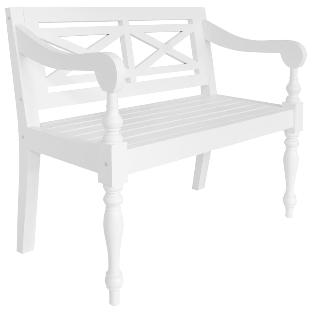 Bench White Solid Mahogany Wood Medium Decorative Inlays