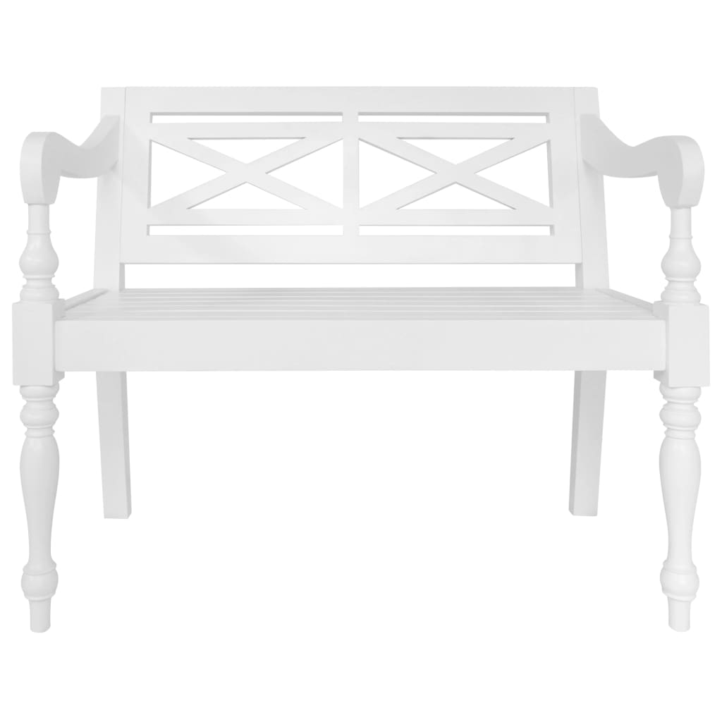 Bench White Solid Mahogany Wood Medium Decorative Inlays