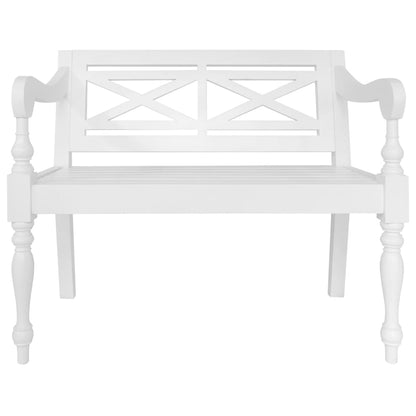 Bench White Solid Mahogany Wood Medium Decorative Inlays