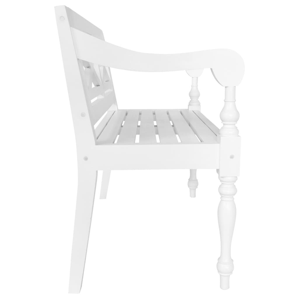 Bench White Solid Mahogany Wood Medium Decorative Inlays