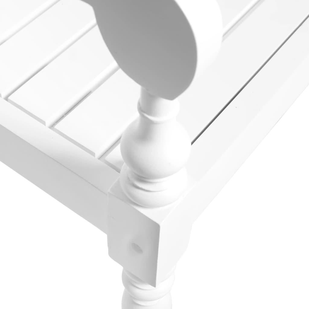 Bench White Solid Mahogany Wood Medium Decorative Inlays